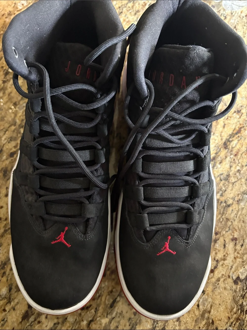 Jordan Men's Black and Red High-Top Basketball Sneakers